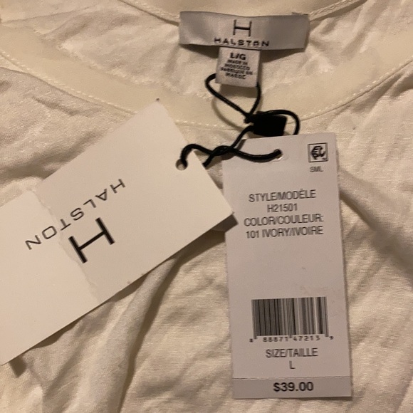 🗯Halston NWT Ivory Tank top with Trim, L - Picture 2 of 4